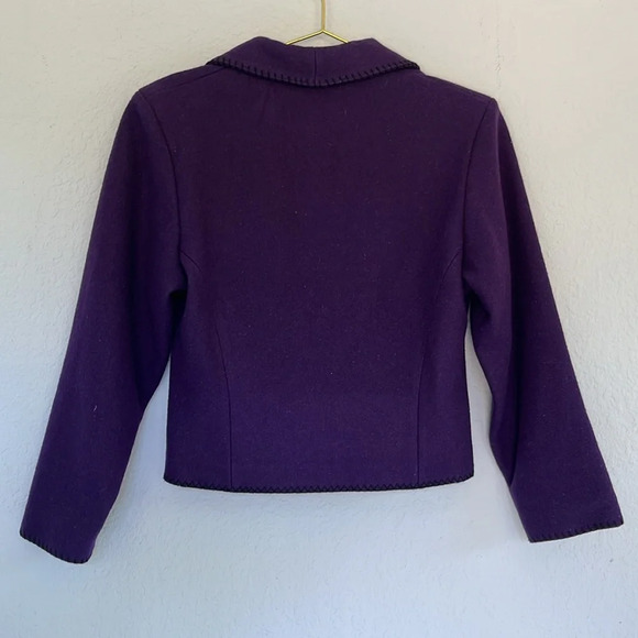 Vintage 80s Western Style Purple Wool Stitched Blazer S - Picture 10 of 12